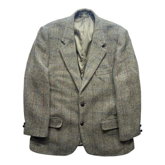 Harris Tweed 44R Herringbone Overcheck Wool Sport Coat